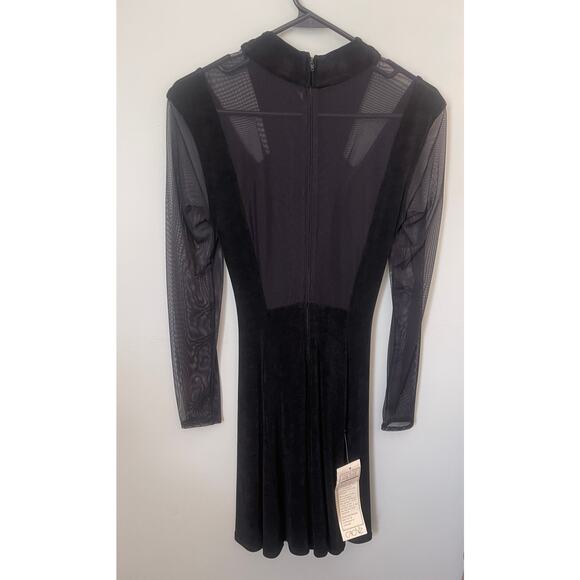 NWT Vintage Y2K Cache Fit & Flare Dress Mesh Arms Cutout Back Size Women's Small - Picture 2 of 7